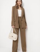 retro & icone Pantaloni Clasici Maro cu Buzunare și Picior Drept Trisonore