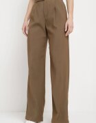 retro & icone Pantaloni Clasici Maro cu Buzunare și Picior Drept Trisonore