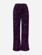 retro & icone Pantaloni Mov Largi Din Velur Cu Paiete Mokkia