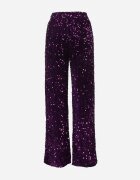 retro & icone Pantaloni Mov Largi Din Velur Cu Paiete Mokkia