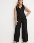 retro & icone Pantaloni Negri cu Talie Înaltă și Picioare Largi Decorați cu Fir Metalic Calondra