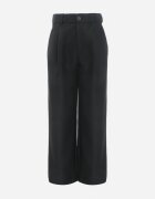 retro & icone Pantaloni Negri cu Talie Înaltă și Picioare Largi Decorați cu Fir Metalic Calondra