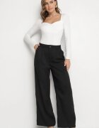 retro & icone Pantaloni Negri de costum cu picior drept cu talie înaltă Falzemira