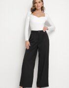 retro & icone Pantaloni Negri de costum cu picior drept cu talie înaltă Falzemira