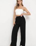retro & icone Pantaloni Negri din viscoză cu in cu picioare largi Almaris