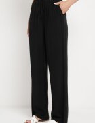 retro & icone Pantaloni Negri din viscoză cu in cu picioare largi Almaris