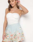 retro & icone Pantaloni scurți Albaștri cu Talie Înaltă cu Imprimeu Floral Nemolla