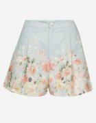 retro & icone Pantaloni scurți Albaștri cu Talie Înaltă cu Imprimeu Floral Nemolla