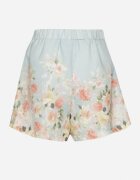 retro & icone Pantaloni scurți Albaștri cu Talie Înaltă cu Imprimeu Floral Nemolla