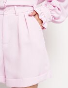 retro & icone Pantaloni scurți Roz cu nasture și talie înaltă și cu tivuri suflecate Pervencă