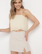 retro & icone Pantaloni scurți tip fustă Bej deschis Cu fermoar Cu talie înaltă Efimar