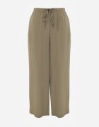 retro & icone Pantaloni Verzi din Vâscoză cu Picior Larg și Legătură în Talie Terisanna