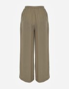 retro & icone Pantaloni Verzi din Vâscoză cu Picior Larg și Legătură în Talie Terisanna