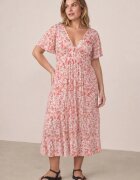 retro & icone Rochie ajustată casual cu flori și viscoză Myrassa Roz