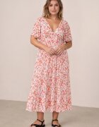 retro & icone Rochie ajustată casual cu flori și viscoză Myrassa Roz