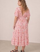 retro & icone Rochie ajustată casual cu flori și viscoză Myrassa Roz
