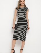 retro & icone Rochie alb-negru mulată fără mâneci cu fante Vielara