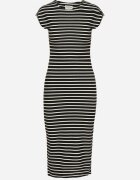 retro & icone Rochie alb-negru mulată fără mâneci cu fante Vielara
