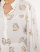 retro & icone Rochie Albă Cloș Mini cu Volan cu Frunze Rianle