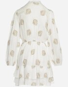 retro & icone Rochie Albă Cloș Mini cu Volan cu Frunze Rianle