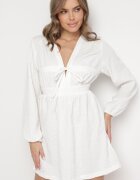 retro & icone Rochie Albă cu croi evazat decorată cu legătură Elretira