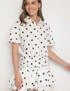 retro & icone Rochie Albă Decorată cu volane Rinaritia