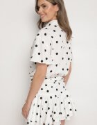 retro & icone Rochie Albă Decorată cu volane Rinaritia