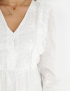 retro & icone Rochie Albă din Țesătură Brodată cu elastic în talie Micromi
