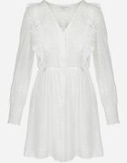 retro & icone Rochie Albă din Țesătură Brodată cu elastic în talie Micromi