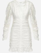 retro & icone Rochie Albă Mini din Țesătură Plumeti cu Încrețituri Werenia