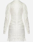 retro & icone Rochie Albă Mini din Țesătură Plumeti cu Încrețituri Werenia