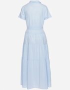 retro & icone Rochie Albastră din Bumbac cu Croială Tip Cămașă cu Cordon în Talie Wosofia