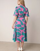 retro & icone Rochie Albastru-roz Petrecută cu Legătură în Talie Raviara