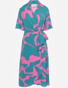 retro & icone Rochie Albastru-roz Petrecută cu Legătură în Talie Raviara