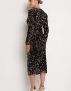 retro & icone Rochie Aurie-Neagră Tip plic Drapată Cu paiete Bonilda