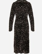 retro & icone Rochie Aurie-Neagră Tip plic Drapată Cu paiete Bonilda