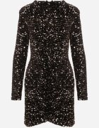 retro & icone Rochie Auriu-Negru Paietată De Cocktail Cu Umeri Structurați Bonida