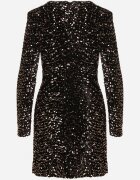 retro & icone Rochie Auriu-Negru Paietată De Cocktail Cu Umeri Structurați Bonida