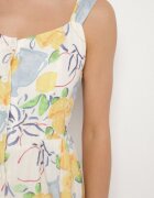 retro & icone Rochie Bej din Bumbac cu Model de Lămâi Evitriss