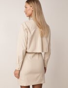 retro & icone Rochie Bej în stil cămașă cu legătură și imitație de buzunare Mavira