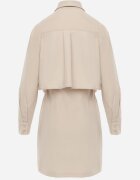 retro & icone Rochie Bej în stil cămașă cu legătură și imitație de buzunare Mavira