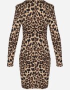 retro & icone Rochie bej închis Draperată cu imprimeu leopard cu croi mulat cu umeri întăriți Tifitha
