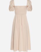 retro & icone Rochie bejă în stil rustic cu legătură la decolteu și despicătură Idanillea