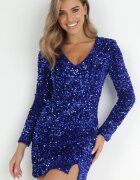 retro & icone Rochie Bleumarin cu Paiete și Decupaj Glykera