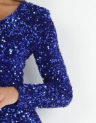 retro & icone Rochie Bleumarin cu Paiete și Decupaj Glykera