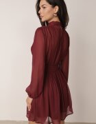 retro & icone Rochie Bordo Cloș cu guler înalt cu încrețituri și umeri transparenți Belabria