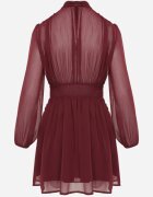 retro & icone Rochie Bordo Cloș cu guler înalt cu încrețituri și umeri transparenți Belabria