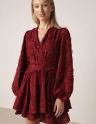 retro & icone Rochie Bordo cu Fire Decorative și Drapaj