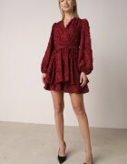 retro & icone Rochie Bordo cu Fire Decorative și Drapaj