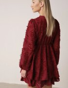 retro & icone Rochie Bordo cu Fire Decorative și Drapaj